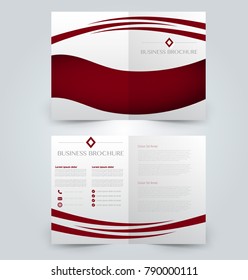 Fold brochure template. Flyer background design. Magazine cover, business report, advertisement pamphlet. Red color.