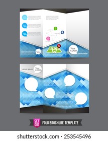 Fold brochure template light blue style vector illustration