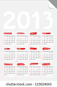fold corner paper calendar 2013