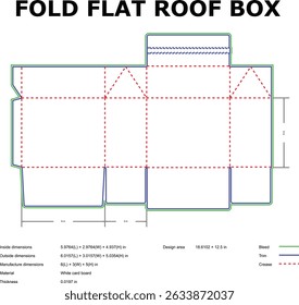 Fold flat roof box template diagram design dimensions
