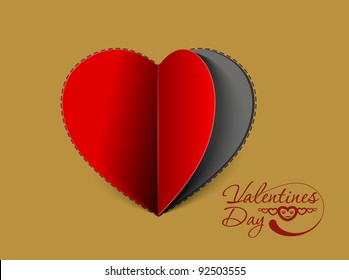 Fold paper heart, valentine day.