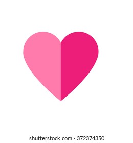 fold pink heart symbol vector icon valentine