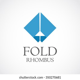 Fold rhombus of paper abstract vector and logo design or template connection business icon of company identity symbol concept