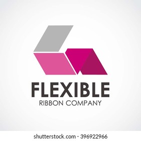 Fold ribbon of paper abstract vector and logo design or template work business icon of company identity symbol concept