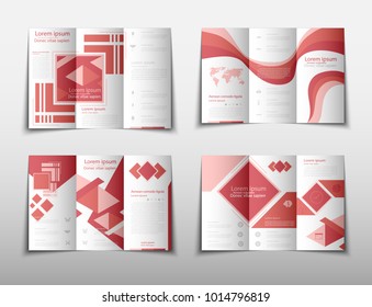 fold set technology annual report brochure flyer design template vector, Leaflet cover presentation abstract geometric background, layout in A4 size