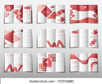 fold set technology annual report brochure flyer design template vector, Leaflet cover presentation abstract geometric background, layout in A4 size