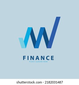 Fold Shape Financial chart Logo Design Template Vector Icon, Simple Illustration Logo For Financial Company. Blue Gradient Background