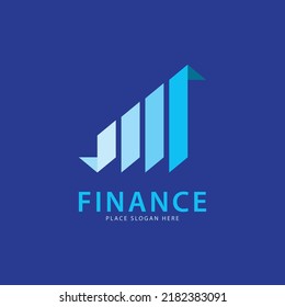 Fold Shape Financial chart Logo Design Template Vector Icon, Simple Illustration Logo For Financial Company.  Blue Gradient Background