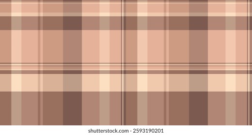 Fold textile seamless texture, factory plaid fabric tartan. Machinery background check vector pattern in orange and light colors palette.