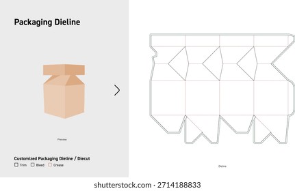 Fold Top Gift Box Packaging Dieline Template
