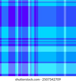 Pliegue la textura inconsútil del Vector, tartán del control de la tela del scrapbooking. Patrón de fondo textil a cuadros de Navidades en paleta de colores azules y brillantes.