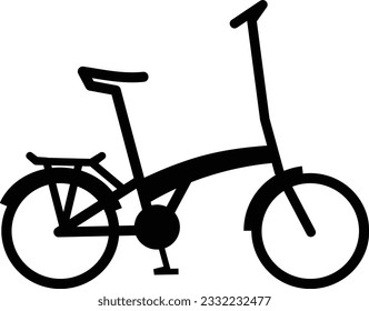 Foldable bike simple vector drawing illustration image. Compact portable city bicycle outline sign decoration detail great for bike shops. Flat retro vehicle with wheels and frame for healthy life.