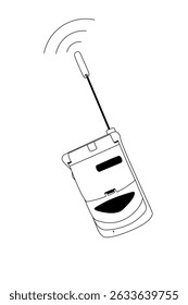 Foldable cellphone black and white line sketch
