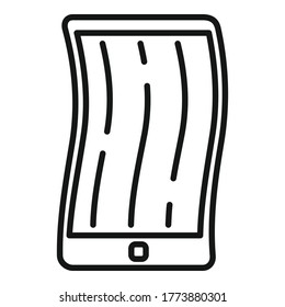 Klappbares Handysymbol. Umrissene, faltbare Handy-Vektorsymbol für Webdesign einzeln auf weißem Hintergrund