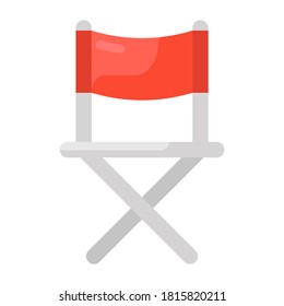 A foldable comfortable chair, flat design icon of director chair icon