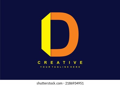 foldable D logo design. origami D logo. initial D. suitable for business, company, marketing, etc