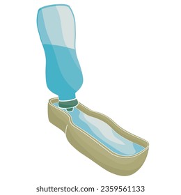 foldable dog drinker color vector illustration