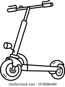 Foldable electric scooter. Vector outline illustration.