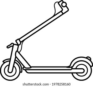 Foldable electric scooter. Vector outline illustration.