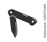 Foldable or folding pocket knife  pocketknife flat vector icon for apps and websites