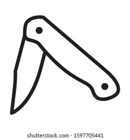 Foldable or folding pocket knife / pocketknife line art vector icon for apps and websites