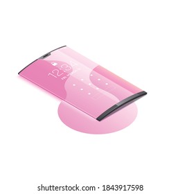 Foldable Gadgets Concepts Isometric Composition With Image Of Smartphone With Wireless Charge And Curved Screen Vector Illustration