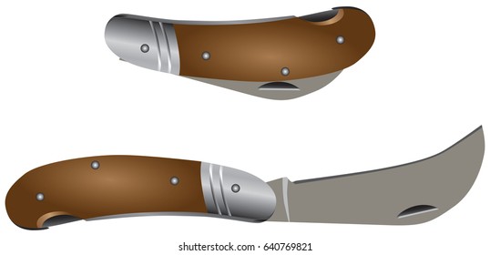 Foldable garden classic knife for pruning plants.
