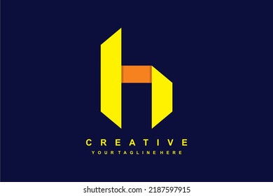 diseño del logotipo H plegable. logotipo de origami H. Diseño del logotipo H con un estilo elegante y único. adecuado para negocios, empresas, marketing, etc