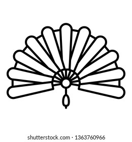 Foldable hand fan icon. Outline foldable hand fan vector icon for web design isolated on white background