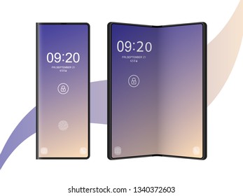 Foldable Mobile Phone. Smartphone with large screen and display is flexible to bend Illustration