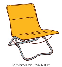 Foldable Outdoor Chair, Camping Chair Illustration, Portable Camping Seat, Travel Folding Chair. Vector Illustration