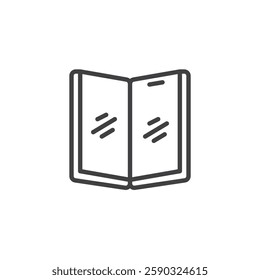 Foldable Phone line icon. linear style sign for mobile concept and web design. Foldable smartphone outline vector icon. Symbol, logo illustration. Vector graphics