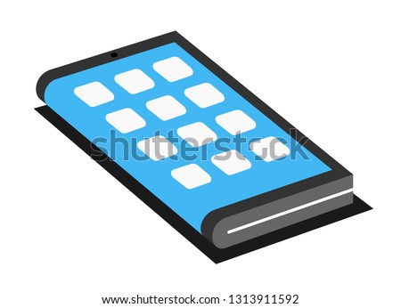 Foldable phone - smartphone with large screen and display  is flexible to bend - futuristic electronic technology. Vector illustration