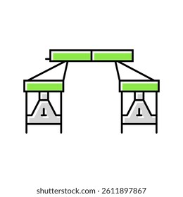 foldable picnic table glamping color icon vector. foldable picnic table glamping sign. isolated symbol illustration