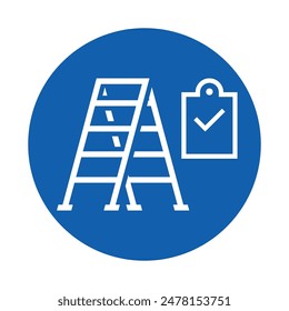 Foldable and portable ladder inspection vector illustration. Sign, symbol and icon for industrial safety management.