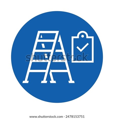 Foldable and portable ladder inspection vector illustration. Sign, symbol and icon for industrial safety management.