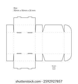 Foldable, printable, no glue box template. Vector paper box blueprint. Branding, birthday gift packing, diy concept.