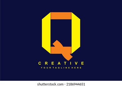 foldable Q logo design. origami Q logo. initial Q. suitable for business, company, marketing, etc