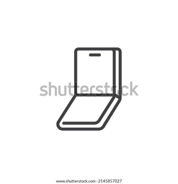 Foldable screen phone line\
icon. linear style sign for mobile concept and web design. Flip\
phone outline vector icon. Symbol, logo illustration. Vector\
graphics