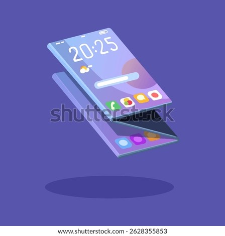 Foldable Screen Smartphone Cartoon Illustration Vector