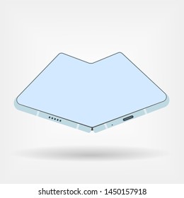 Foldable smartphone in blue color style. Vector illustration. Mockup for banner, web site and presentation.