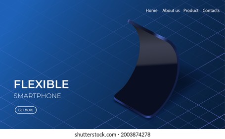 Foldable Smartphone. Isometric Flexible Screen. Futuristic Device Concept.