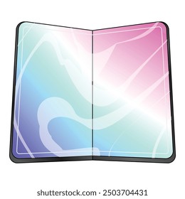 Foldable smartphone is showing an abstract pastel colors background