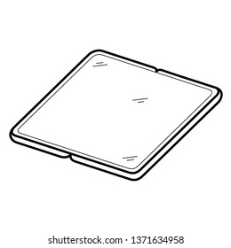 Foldable smartphone. Vector outline icon isolated on white background.