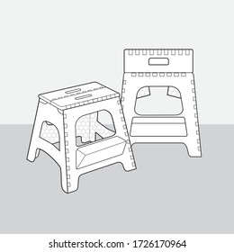 FOLDABLE STOOL OUTLINE DRAWING- DESIGN 1
