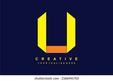 foldable U logo design. origami U logo. initial U. suitable for business, company, marketing, etc