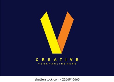 foldable V logo design. origami V logo. initial V. suitable for business, company, marketing, etc
