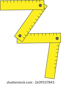 Foldable Yellow Ruler Vector Illustration for Measurement, Construction, Carpentry, Engineering and Educational Design
