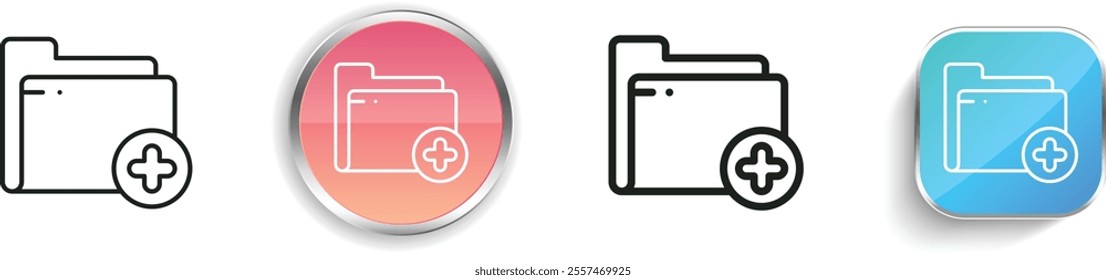 folde r icon. Thin Linear, Regular and Button Style Design Isolated On White Background