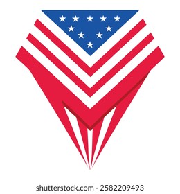 folded american flag triangle on white background